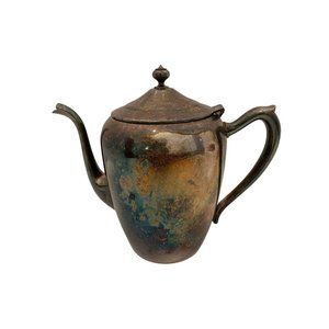 F.B. Rogers Silverplate over Copper Teapot Hinged Lid 7.5" x 9"